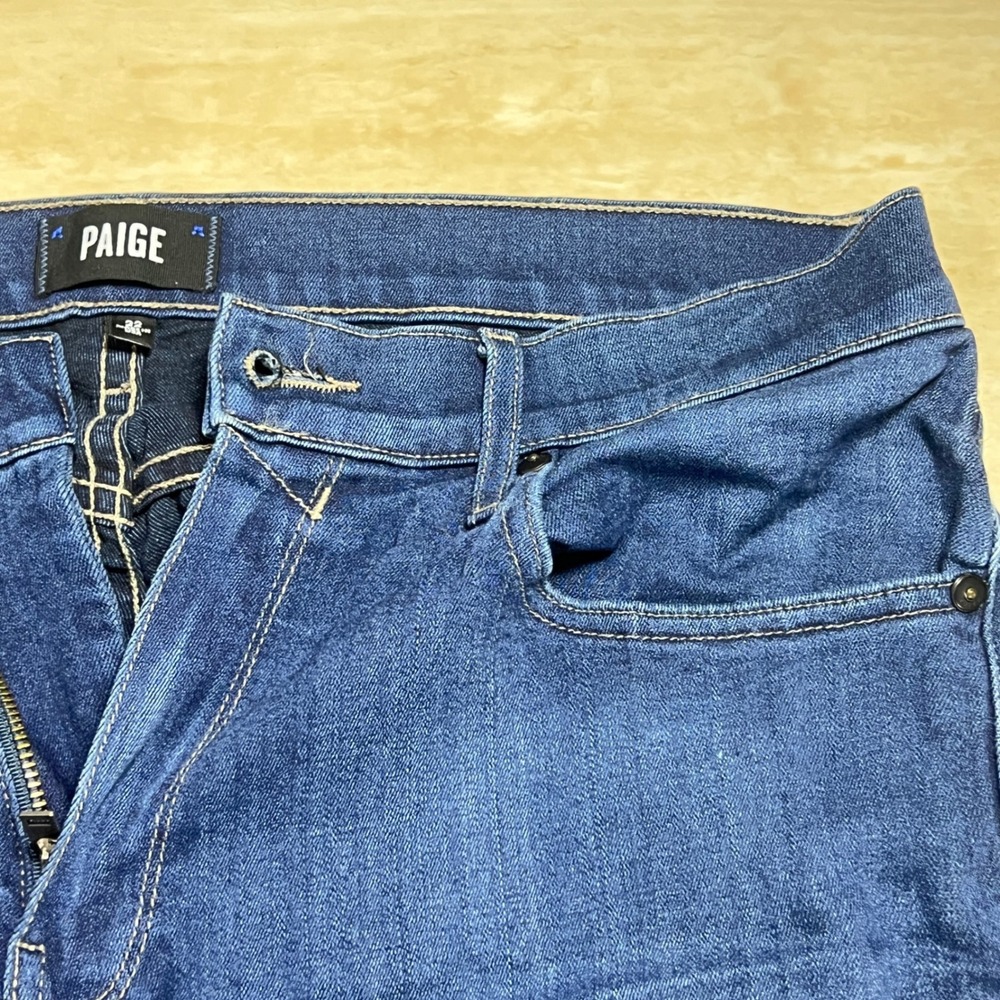 Paige Jeans Womens 32 Blue Straight Leg Denim Medium Wash Made in USA - Picture 6 of 15